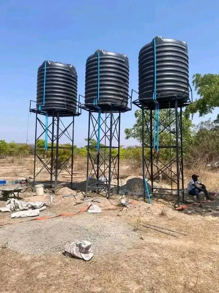 Three JoJo water storage tanks installed from a borehole in Gauteng