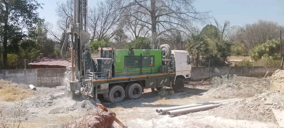 Borehole drilling rig on site in Germiston, Gauteng