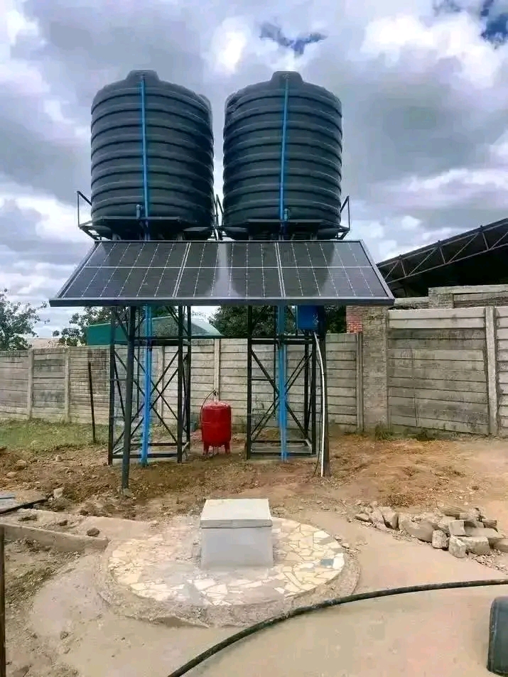 Complete solar borehole installation with panels and pump system in Gauteng
