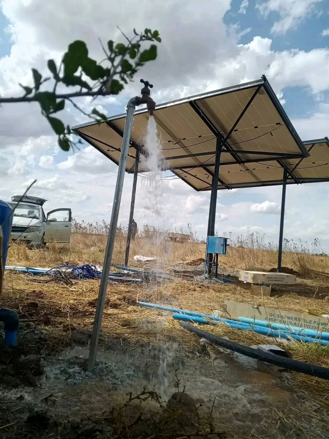 Off-grid solar borehole pump system running on a Gauteng property